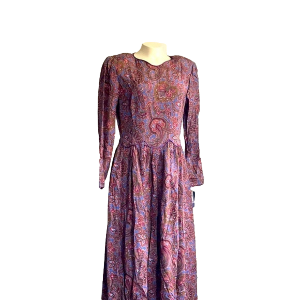 HERMAN GEIST Vtg paisley dress SZ 4 Made in USA NWT